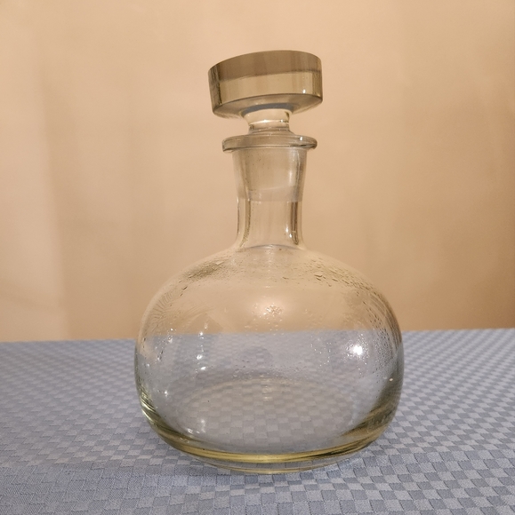 Vintage Other - Vintage Domed Glass Decanter with Original Glass Stopper, Liquor Bar Cart Carafe
